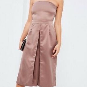 Missguided Satin Bandeau Split Leg Culotte Jumpsuit